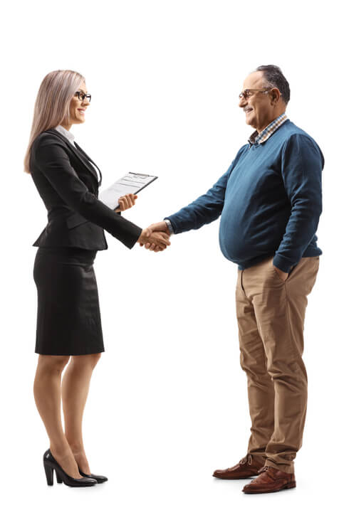 Advisor shaking hands with client